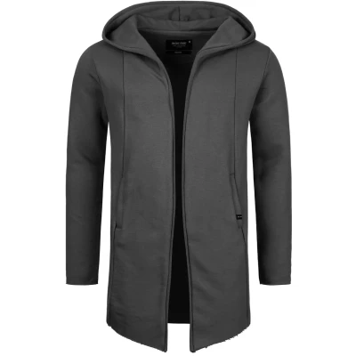 Immagine di Indicode Uomini Brekstad Sweat Jacket Felpa Oversize con Cappuccio in Cotone Charcoal Mix M