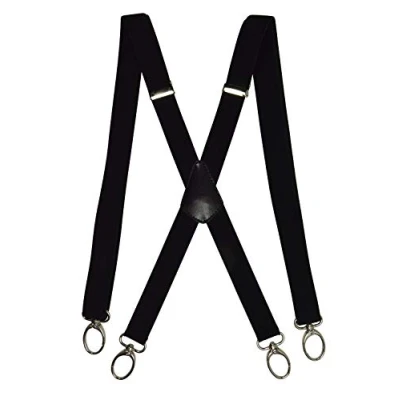 Immagine di Olata Bretelle Sottili Unisex a Forma di X, Elastiche, con Clip Moschettone, 2,5 cm. Nero
