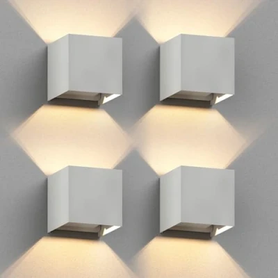 Immagine di ledscom.de 4 x CUBEL applique per esterni, IP65, up/downlight, bianco opaco, angolare, 1x G9 max. 10W