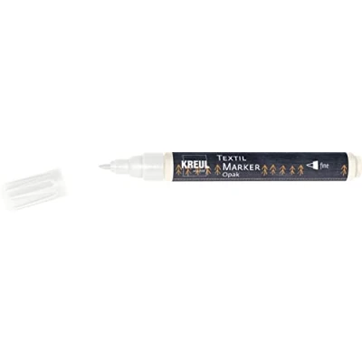 Immagine di Kreul 92781 pennarello tessile opaco, fine, bianco, larghezza del tratto da 1 a 2 mm, per linee, scritte e contorni delicati, tessuti disegnare chiari scuri