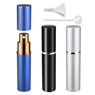Immagine di Atomizador Perfume Recargable, 10ml Mini dispensadores portátiles de la Botella Pulverizador para &amp; Aftershave Viaje Bolso con Embudo y Pipeta (10ml (Nero+Argento+Blu))