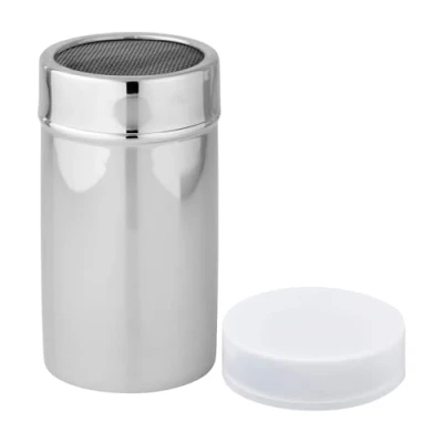Immagine di Fackelmann Dispenser SpargiZucchero e Cacao Maxi con Maglia a Rete in acciaio Inox Coperchio Sicurezza Salva aromi plastica Lavabile lavastoviglie Dim Ø7,4x13,2 cm