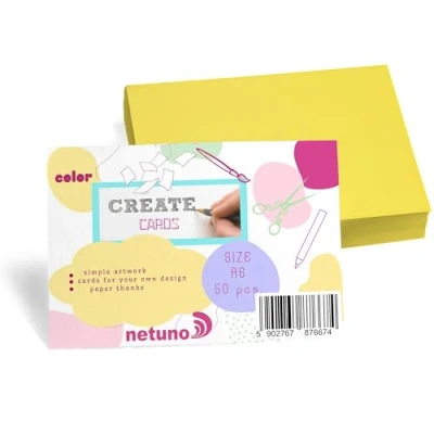 Immagine di Netuno 50 fogli cartoncino Bristol giallo formato a6 105 x 148 mm 250 g colorato per biglietti fai da te partecipazioni matrimonio compleanno Natale Pasqua set cartoncini colorati