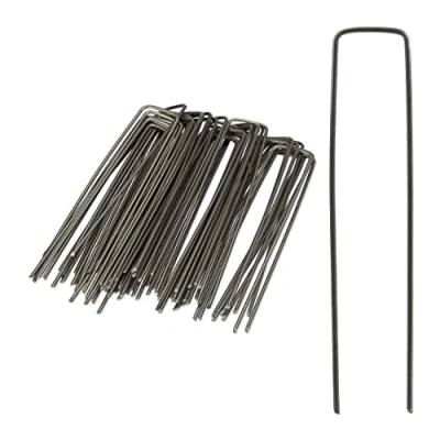 Immagine di Relaxdays Picchetti per Il Terreno, Set, estremità Smussate, Telo Antiradice, L: 15 cm, Ø: 3 mm, Acciaio, Argento, Grigio, 50 pz