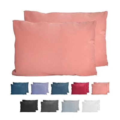 Immagine di Komfortec Set di 2 federe per cuscino, 40 x 60 cm, 100% cotone, super morbide, 150 g/m², colore cipria