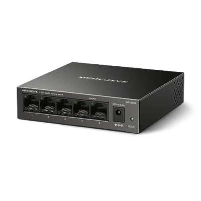 Immagine di TP Link Mercusys MS105GS Switch Ethernet 5 Porte Gigabit, Sdoppiatore Ethernet, Gigabit per la Casa e l&#039;Ufficio, Plug Play, Montaggio Desktop, Cassa in Metallo, Durevole Silenzioso