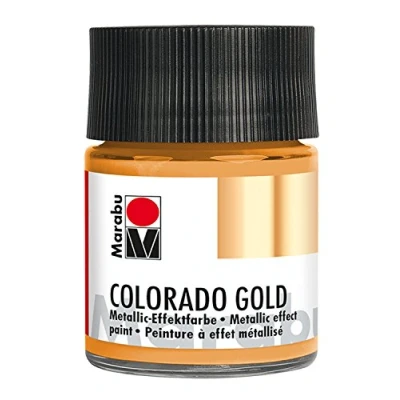 Immagine di Marabu 12640005786 Colore effetto metallizzato, Colorado Gold 50 ml, a base d&#039;acqua, resistente alla luce, ad asciugatura rapida, per pennelli e tamponi su superfici assorbenti