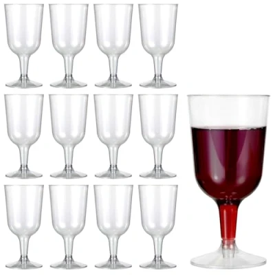 Immagine di Matana 12 Bicchieri da Vino in Plastica Rigida Trasparente (180ml) Eleganti, Resistenti e Riutilizzabili Calici per Compleanni, Matrimoni, Natale, Barbecue, Picnic, Feste
