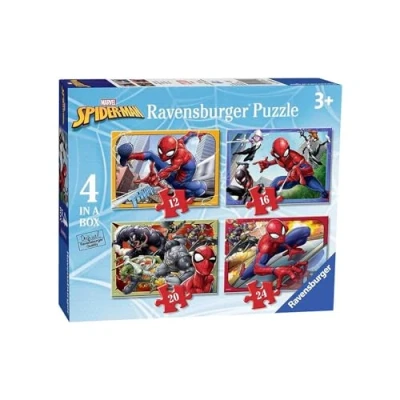 Immagine di Ravensburger Puzzle Spiderman, Collezione 4 in a Box, Idea Regalo per Bambini 3+ Anni, Gioco Educativo e Stimolante, 12 16 20 24 Pezzi