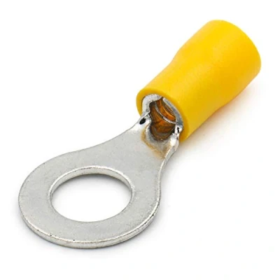 Immagine di Heschen anello terminale vinile isolato filo elettrico connettori a crimpare RV5.5 8 perno taglia 5/40,6 cm per 4 6mm² (12 10 AWG) giallo 100 pezzi