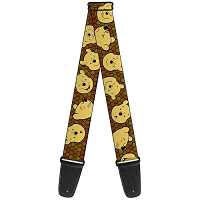 Immagine di buckle down tracolla per chitarra 34 60&quot; Winnie the Pooh Expressions/Honeycomb Black/Browns