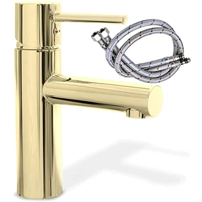 Immagine di Rea TESS LIGHT GOLD RUBINETTO LAVABO BASSO Miscelatore da bagno in ottone monocomando caldo e freddo regolabile (Oro)