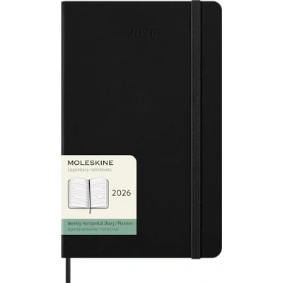 Immagine di Moleskine Weekly Planner, Agenda Settimanale Orizzontale 2026 12 Mesi, Con Copertina Rigida e Chiusura Elastica, Formato Large 13x21, Colore Nero