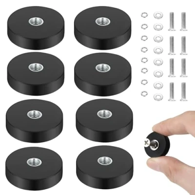 Immagine di Pavlleen 8 pezzi Magneti al Neodimio Gommati,Magneti gommati resistenti,con Filettatura Esterna M4,dimensioni: diametro 22 mm,per veicoli,lampade,strumenti di collegamento,viti,ganci