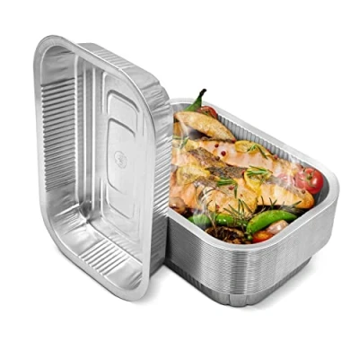 Immagine di ciotole in alluminio, vaschette raccogligocce alluminio di alta qualità, da griglia. Perfettamente adatte per Weber, 25 pezzi.