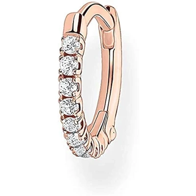 Immagine di Thomas Sabo Orecchini a Cerchio da Donna in Argento Sterling 925 con Pietre Bianche e Chiusura Clip