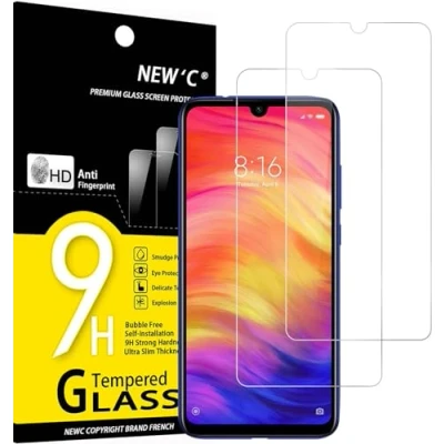 Immagine di NEW&#039;C 2 Pezzi, Vetro Temperato Compatibile con Xiaomi Redmi Note 7, Pellicola Prottetiva Anti Graffio, Impronte, Durezza 9H, 0,33mm Ultra Trasparente
