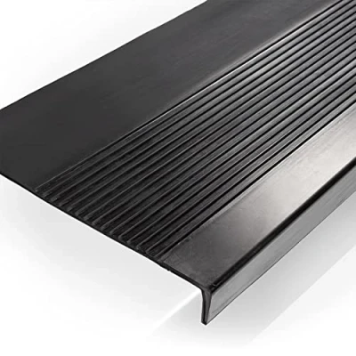 Immagine di ANRO Tappetini in gomma per gradini, antiscivolo, esterni, con scanalature, colore nero, 75 x 30 5 cm