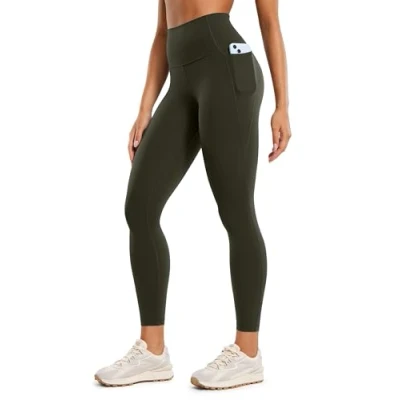 Immagine di CRZ YOGA Donne Butterluxe Allenamento Ghette 64cm A Vita Alta Leggings con Tasche Buttery Soft Rami di Oliva 44