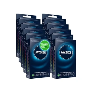 Immagine di MY.SIZE Preservativi classici misura 1 I 47 mm di larghezza 100 pezzi Maxipack premium extra sottili fedeli al tatto 0,07 spessore delle pareti