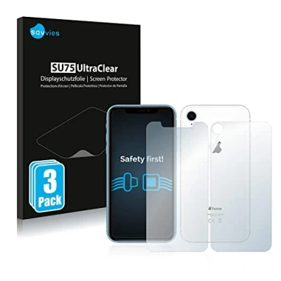 Immagine di savvies (6 Pezzi Pellicola Protettiva per Apple iPhone XR (Fronte+Retro) Protezione Schermo Trasparente