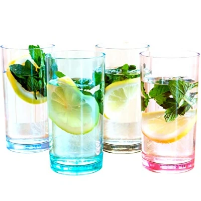 Immagine di Youngever 8 Confezioni 500ML Tumbler Acqua in Plastica, Bicchiere Acqua, Bicchieri di Plastica Riutilizzabili, infrangibili, (4 colori)