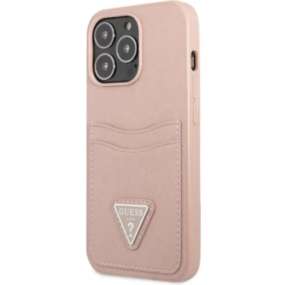 Immagine di Guess GUHCP13LPSATPP Custodia Rigida per iPhone 13 PRO / 6,1&quot;, con Logo SaffianoTriangle