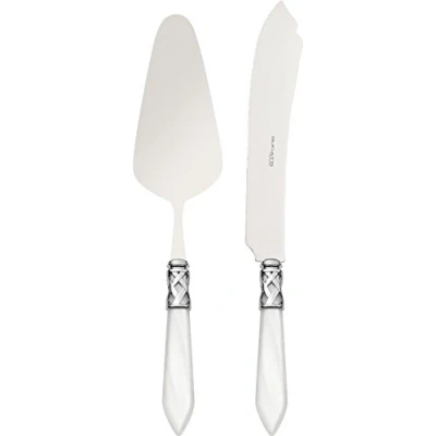 Immagine di Bugatti ALC1M N4220/21 Aladdin Servizio per Torta Composto da 2 Pezzi, ABS/Acciaio, Dimensioni: 30,5 x 14 3 cm, Colore: Bianco