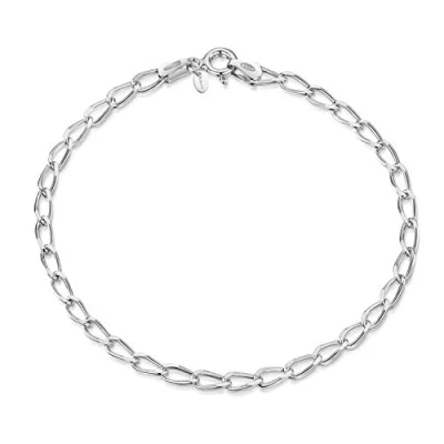Immagine di Amberta Bracciale Personalizzabile da Donna in Argento Sterling 925 Maglia Forzatina Regolabile: