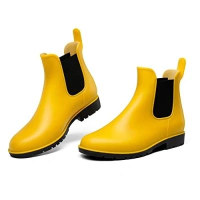 Immagine di DREAM PAIRS Stivali da Pioggia Donna Chelsea Wellington Rain Boots Impermeabili Stivaletti Elastico Outdoor Ankle Boot,Size 37,Giallo,SDRB2201W E
