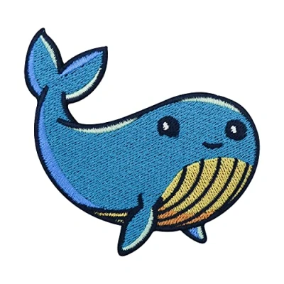 Immagine di Finally Home toppa termoadesiva per bambini, motivo: balena da cucire, toppe marine