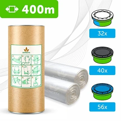 Immagine di 400m ECO Ricarica mangiapannolini con trattamento antiodore EVOH+ compatibile ricariche Tommee Tippee &amp; Tec, Twist and Click Angel Litter Locker II + Tubo
