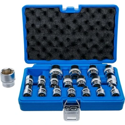 Immagine di BGS 9131 Set di inserti per chiavi a bussola esagonali azionamento quadrato interno 12,5 mm (1/2&quot;) SW 8 32 19 pezzi