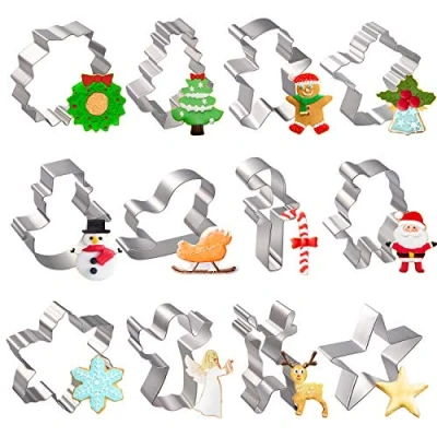 Immagine di Joyoldelf Stampi per Biscotti Natalizi 12 Pezzi Forme in Acciaio Inox, Formine Bambini, Stampo Dolci, DIY Stampini, Adatto Pasticceria, Pasta, Cookie