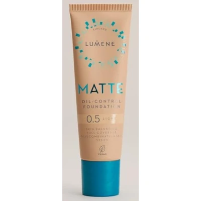 Immagine di Lumene Matt Control Fondotinta senza olio per pelli grasse e miste, copertura completa, con Arctic Cloudberry, 30 ml (0,5 Light SPF20)