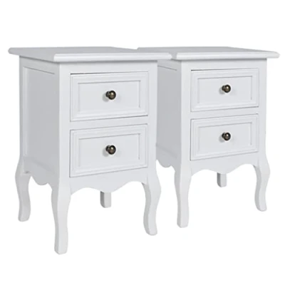 Immagine di vidaXL 2x Comodini con 2 Cassetti in MDF Bianchi Armadietto Notte Cassettiera