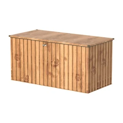 Immagine di Duramax Cushion Box &amp; Bench 1.9, 1450 L, con cilindro idraulico a gas e occhio padlock, Venatura del legno