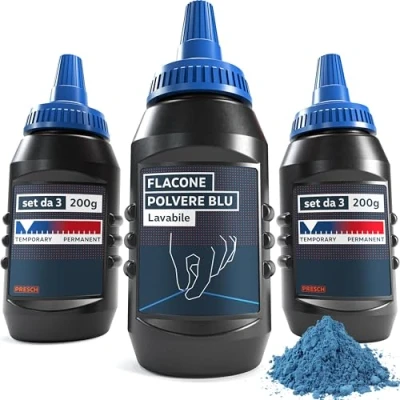 Immagine di PRESCH Set di Flacone polvere blu 3x 200g Gesso Linee chiare e visibili grazie al colore intenso Perfetto per la costruzione mobili interni in