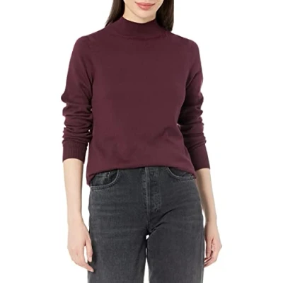 Immagine di Amazon Essentials Maglione Leggero con Collo a Lupetto (Disponibile in Taglie Forti) Donna, Bordeaux, L