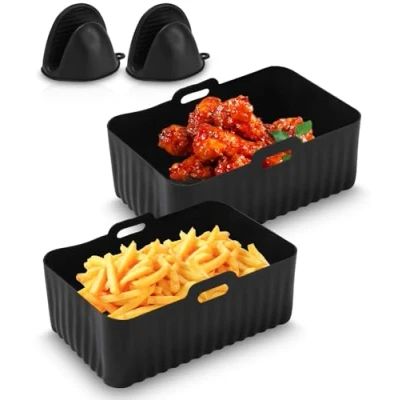 Immagine di 2 Pezzi Teglie friggitrice ad aria Riutilizzabili,Contenitori per in silicone,per Ninja Double Layer Tower AF300EU AF400EU