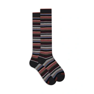 Immagine di Calze lunghe donna e grigio righe multicolor micro