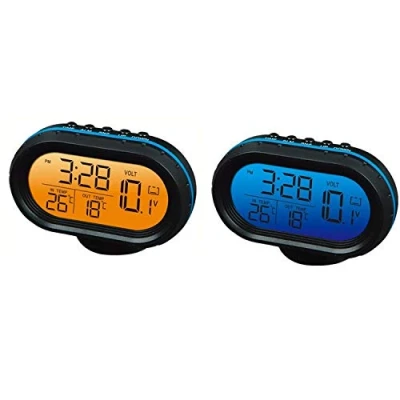 Immagine di Orologio Da Auto, Digitale Per Auto Con Schermo Lcd, Regolabile Due Colori Di Retroilluminazione, Visualizzazione Data Temperatura E Ora, Voltmetro Della Batteria