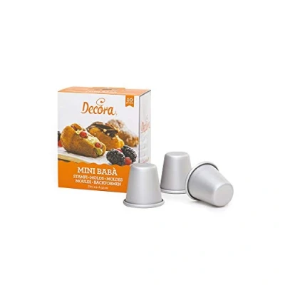 Immagine di Decora 0062961 Stampi Mini Baba&#039; in Alluminio Anodizzato Ø 3 X 2 H 3,5 cm, Argento, Dimensione ø SUP Inf 3.5 10 unità