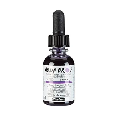 Immagine di Schmincke AQUA DROP, viola di ametista, flaconcino con pipetta, 30 ml, 24400034, acquarelli liquidi finissimi a base pigmenti per acquarello, sketching, calligrafia