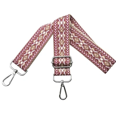 Immagine di Tracolla per Borsa Donna Regolabile, Cinghie Colorata, Tracolle Larga 3.8cm con Argento Moschettoni Crossbody Accessori, Rosa Bianca, N2