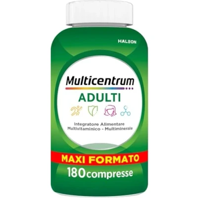 Immagine di Multicentrum Adulti Integratore Alimentare Multivitaminico Completo con Vitamina B, D e C, Combatte Stanchezza Affaticamento, 180 Compresse
