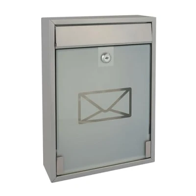 Immagine di Perel Cassetta postale Milano, a parete, frontale in vetro, incl. 2 chiavi, dimensioni (A x L P) 36 26 8 cm, grigio argentato