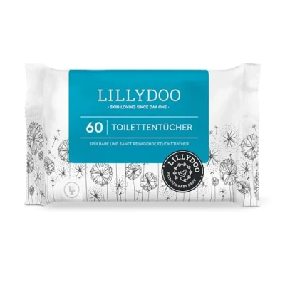Immagine di Salviettine gettabili nel WC LILLYDOO, 60 pezzi, 100% in tessuto senza plastica, profumi e delicate sulla pelle