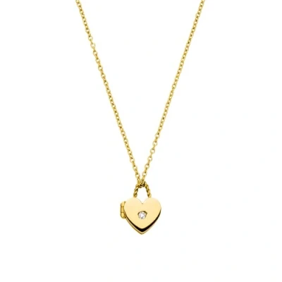 Immagine di Collana Medaglione Heartbeat PURELEI® (oro), donna in acciaio inossidabile e resistente, con ciondolo a cuore pietra, waterproof, lunghezza 40/45 cm