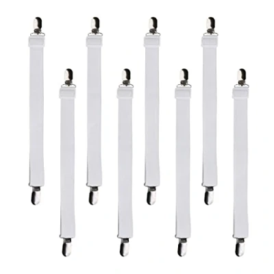 Immagine di Beedsooth 8 Pezzi (30cm 120cm) Elastici per Lenzuola, Clip Lenzuola Bretelle Regolabili Materasso, ASSE da Stiro O Divano, Bianco